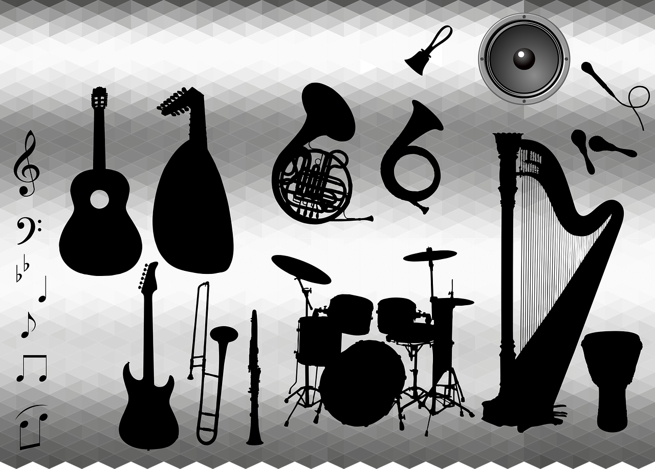 Музыкальные инструменты. Композиция из музыкальных инструментов. Изображение музыкальных инструментов. Рок инструменты. Музыкальные инструменты композиция
